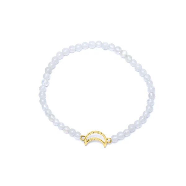 Armband med månstens, elastiskt med mån-berlock, 4 mm - Bild 2