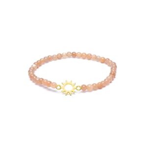Armband med solsten, elastiskt med sol-berlock, 4 mm