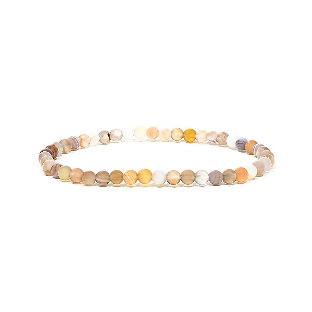 Armband med agat, elastiskt, 4 mm
