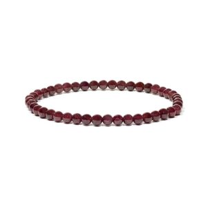 Armband med granat, elastiskt, 4 mm