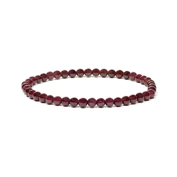 Armband med granat, elastiskt, 4 mm
