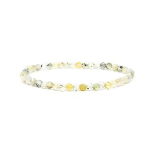 Armband med fasettslipat prehnit, elastiskt, 4 mm