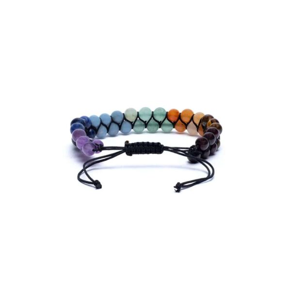 Chakraarmband med dubbla rader justerbart, 6 mm - Bild 2