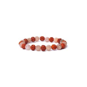 Armband rudraksha/persika månsten AA-kvalitet, elastiskt, 8 mm