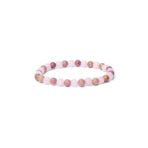 Armband rosenkvarts/thulit AA-kvalitet, elastiskt, 6 mm