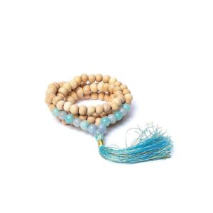 Helig basilika mala med angelit/amazonit AA-kvalitet i påse, 0,8 cm