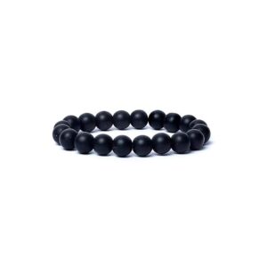 Armband svart onyx matt finish AA-kvalitet, elastiskt, 10 mm