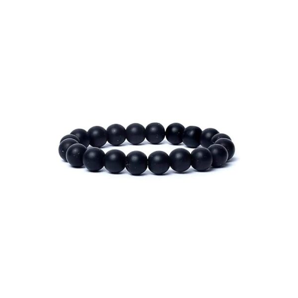 Armband svart onyx matt finish AA-kvalitet, elastiskt, 10 mm