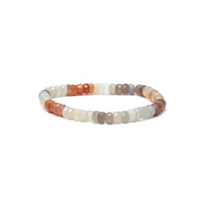 Armband flerfärgad månsten fasett AA-kvalitet, elastiskt, 6 mm