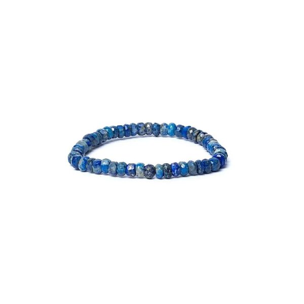 Armband lapis lazuli fasett AA-kvalitet, elastiskt, 6 mm