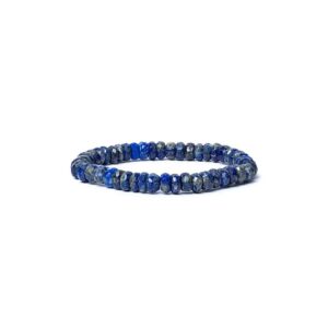 Armband lapis lazuli fasett AA-kvalitet, elastiskt, 8 mm