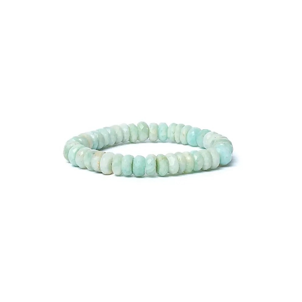 Armband amazonit fasett AA-kvalitet, elastiskt, 8 mm