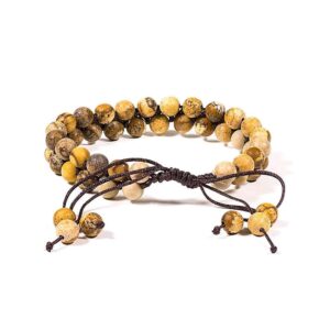 Armband landskapsjaspis dubbelrad justerbar, 6 mm