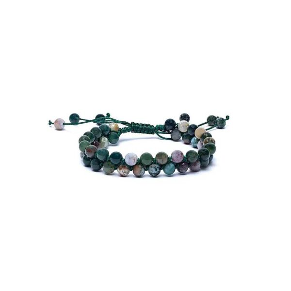 Armband agat dubbelradigt justerbar, 6 mm