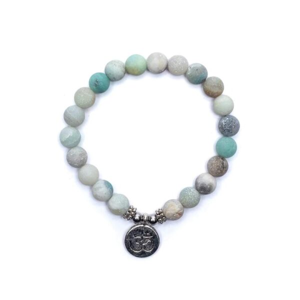 Armband amazonit med Aum, elastiskt, 8 mm - Bild 2