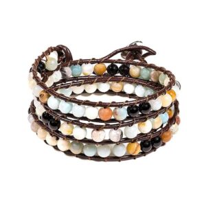 Armband amazonit/svart agat, 6 mm