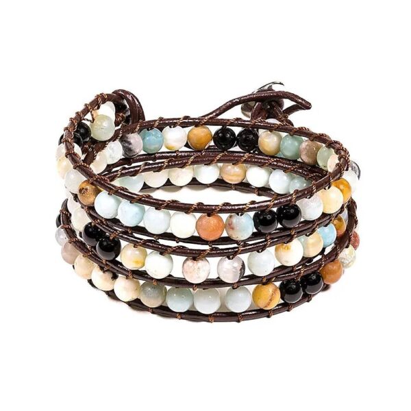 Armband amazonit/svart agat, 6 mm