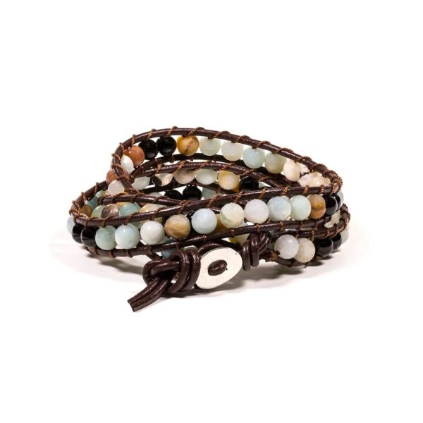 Armband amazonit/svart agat, 6 mm - Bild 2