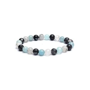 Armband akvamarin/labradorit/turmalin kvarts, elastiskt