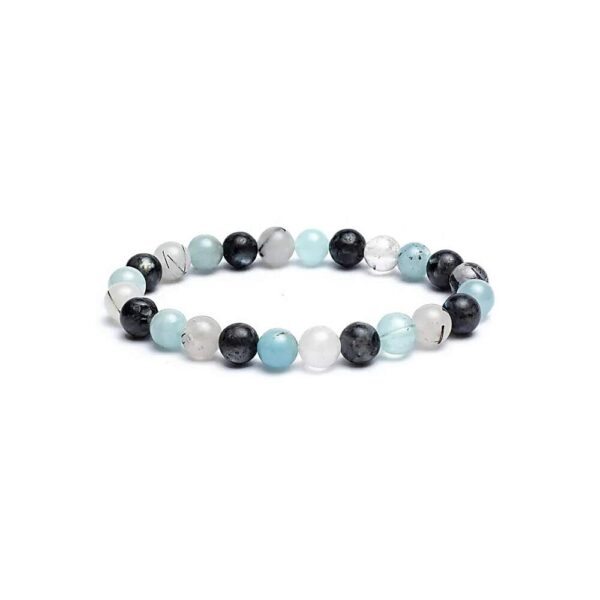 Armband akvamarin/labradorit/turmalin kvarts, elastiskt