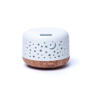 Diffusor för doftolja: Nebula rund vit / trämönster, 300 ml