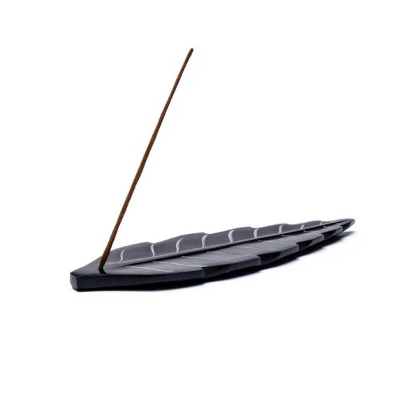 Rökelsehållare i bladform, svart täljsten, 25x8 cm - Bild 3