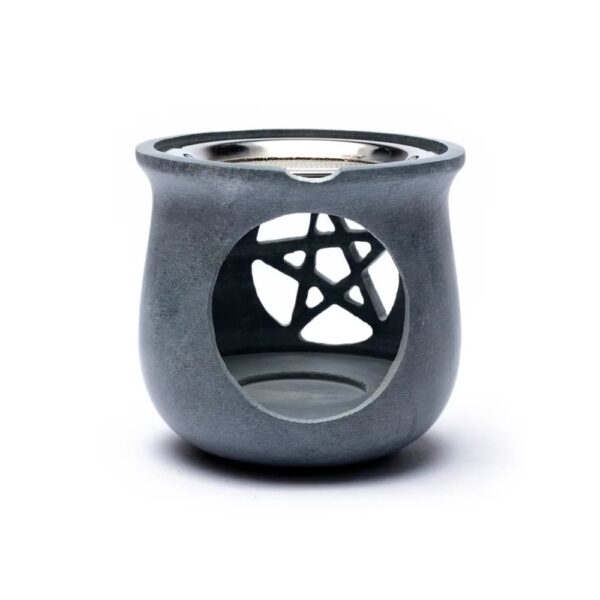 Rökelsebrännare Pentagram täljsten grå med nät, 8,5x9 cm - Bild 4