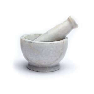 Wellness Mortel och stöt i vit marmor, 9x6,5 cm