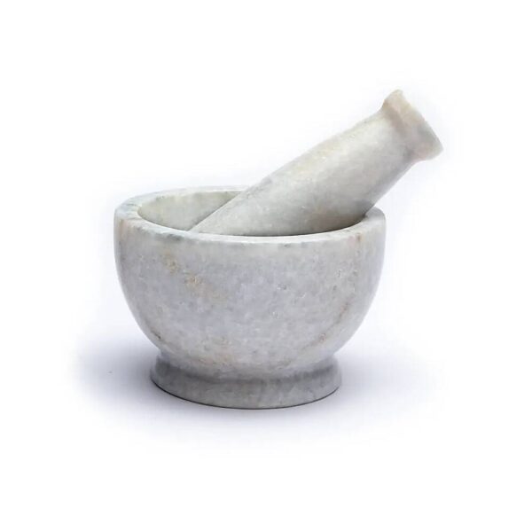 Wellness Mortel och stöt i vit marmor, 9x6,5 cm