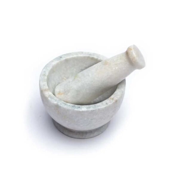 Wellness Mortel och stöt i vit marmor, 9x6,5 cm - Bild 2
