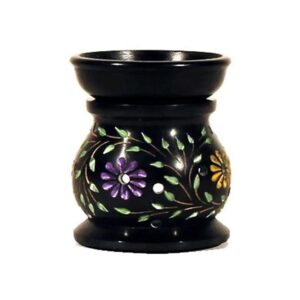 Aromalampa blommor svart täljsten, 10x8 cm
