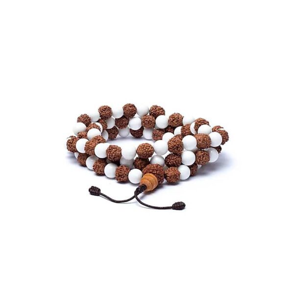 Mala rudraksha/snäckskal 108 pärlor, 0,8 cm