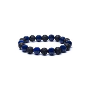 Armband lavasten / sodalit, 10mm