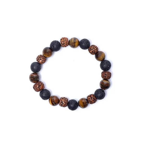 Armband rudraksha/tigeröga/lavasten, 10 mm - Bild 2