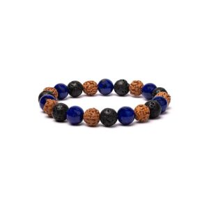 Armband lavasten/rudraksha/sodalit, 10 mm