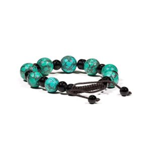 Armband turkos & svart agat, justerbar