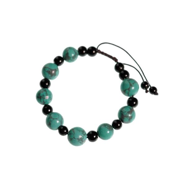 Armband turkos & svart agat, justerbar - Bild 2