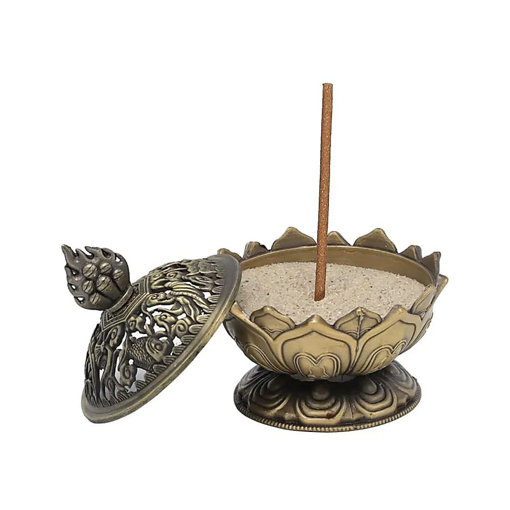 Rökelsekärl Lotus bronsfärgad, 7,8x6,9x6,9 cm