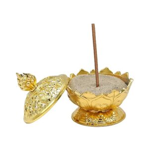 Rökelsekärl Lotus guldfärgad, 7,8x6,9x6,9 cm