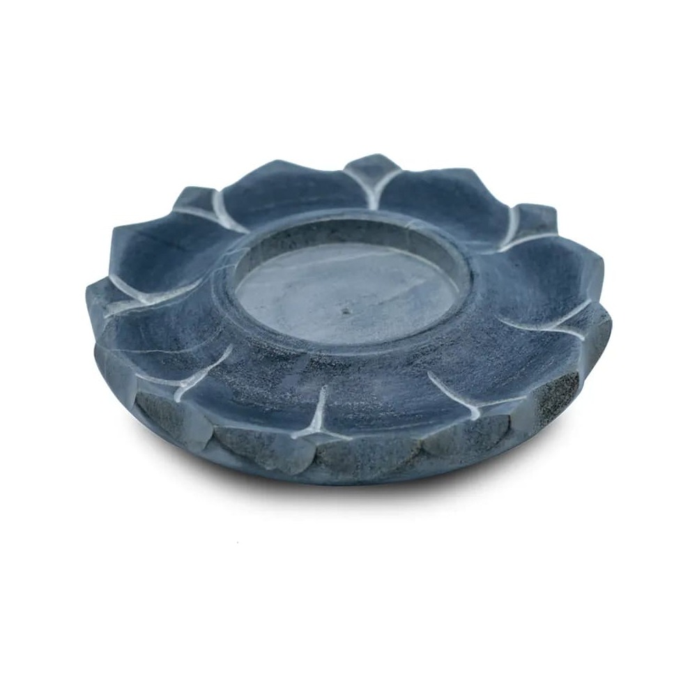 Lotus ljus & rökelsehållare täljsten grå, 10 cm