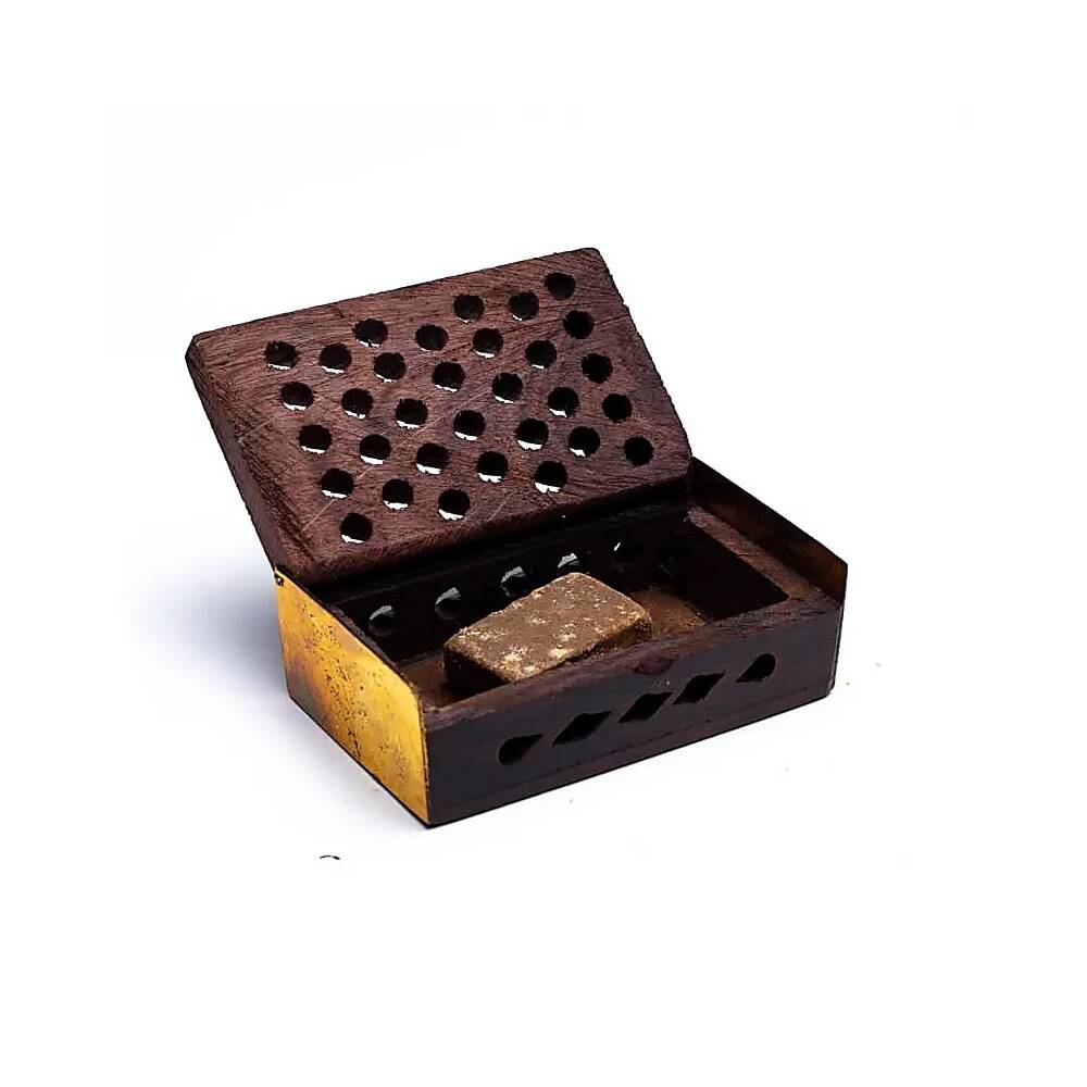 Rökelseharts Bärnsten i trälåda, 6x4 cm