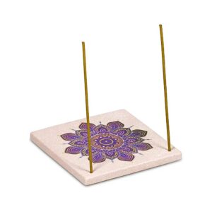 Rökelsehållare sandsten mandala blomma, 10x10 cm