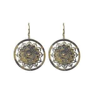 Örhängen lotus mandala mässing guldfärg, 3,5 cm