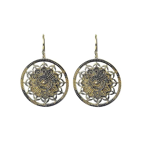 Örhängen lotus mandala mässing guldfärg, 3,5 cm