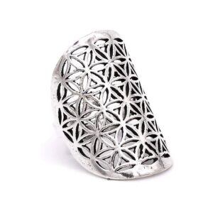 Ring livets blomma mässing silverfärgad, 3x2 cm