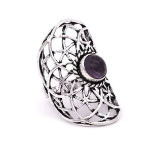 Ring livets blomma med ametist silverfärgad, 3,6x2,2 cm