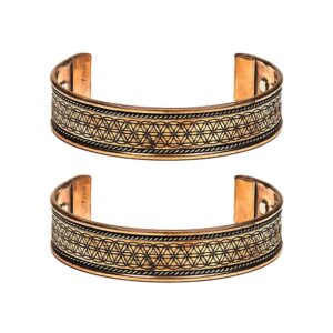 Armband koppar magnetiskt livets blomma set om 2, ±7 cm