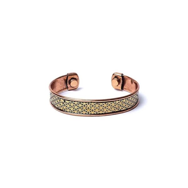 Armband koppar Livets Blomma magnetiskt, ±6,5 cm
