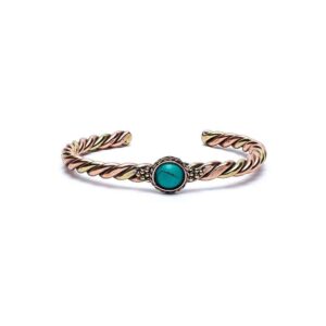 Tvinnat armband turkosfärgad sten, 6,5 cm