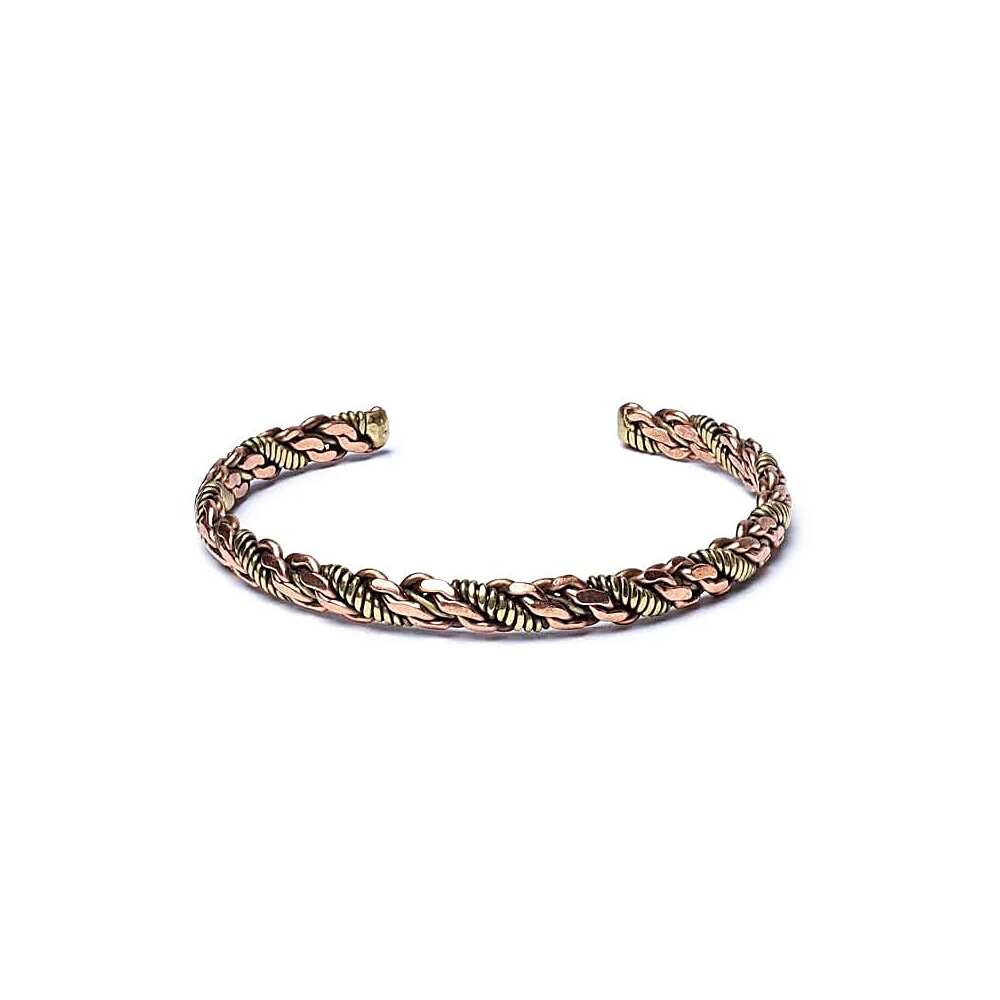 Tvinnat armband brons/guldfärgad mässing trippel twist, 6,5 cm